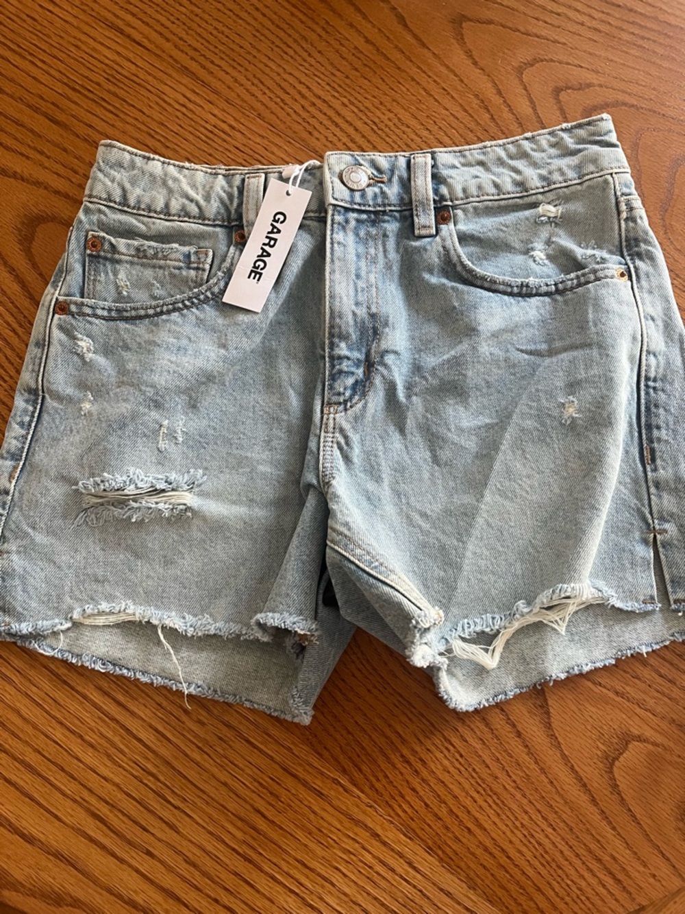 NEW Garage Light Wash Distressed Denim Cut Offs - New With Tags Waist 25”